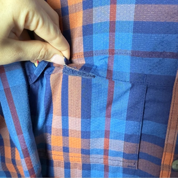 Magellan Outdoors Men Vented Fishing Shirt Classic Fit Blue Orange Plaid 2XL - Picture 6 of 14